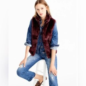 J. Crew Faux Fur Vest (Burgundy)